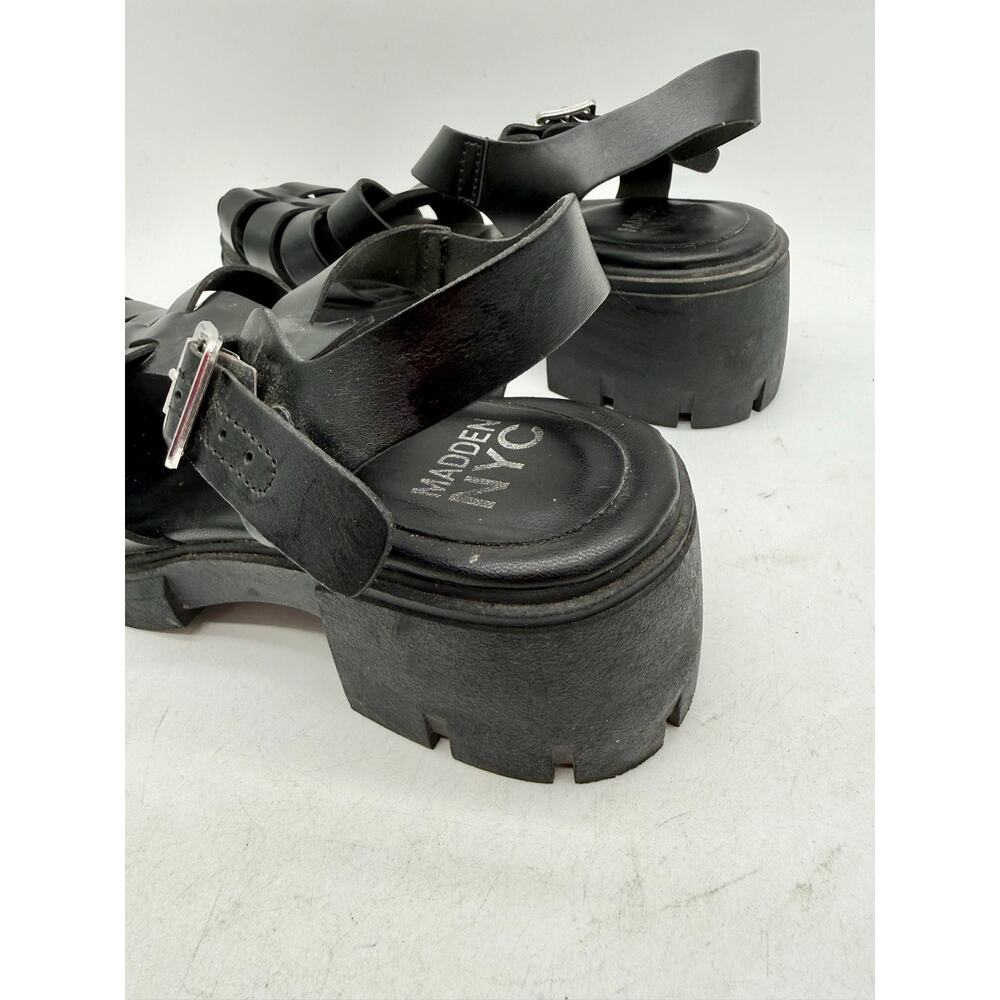 Madden NYC Black Chunky Fisherman Platform Sandals Lug Sole Women's 8.5 - Picture 8 of 10